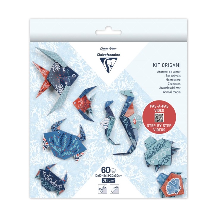 Hartie Origami set 60 Foi Sea Creatures Clairefontaine