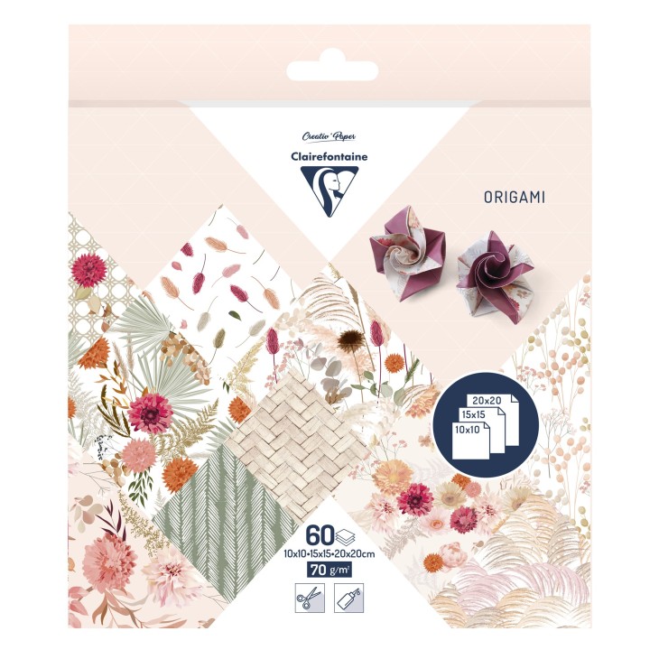 Hartie Origami set 60 Foi Dried Flowers Clairefontaine