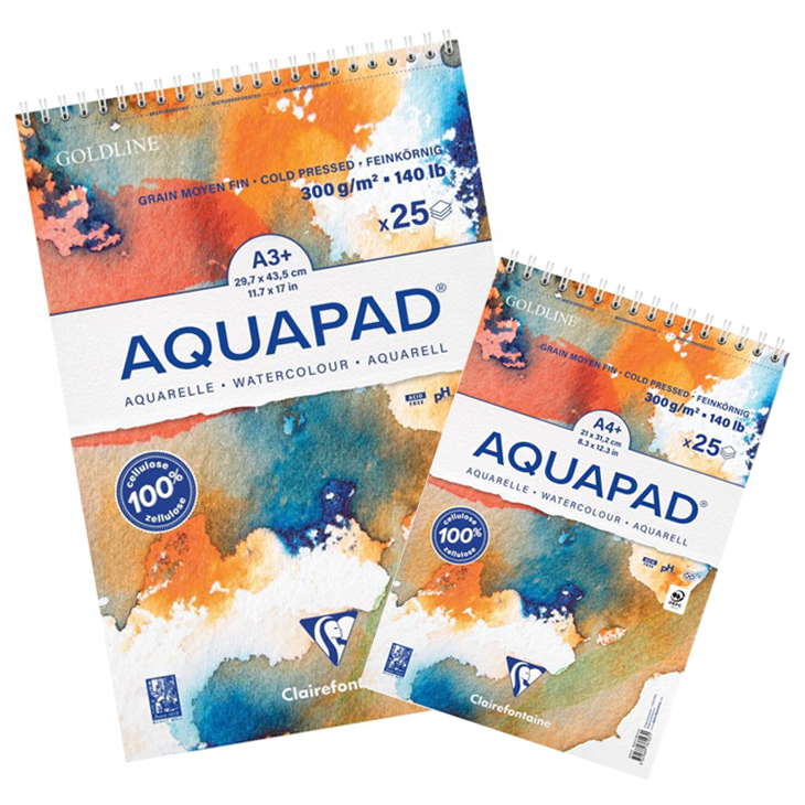 Bloc desen Goldline Aquapad cu spira 300g Clairefontaine