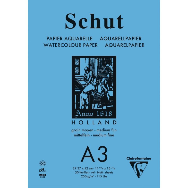 Bloc desen Acuarelă A3 250g/m² 30 file Schut Clairfontaine