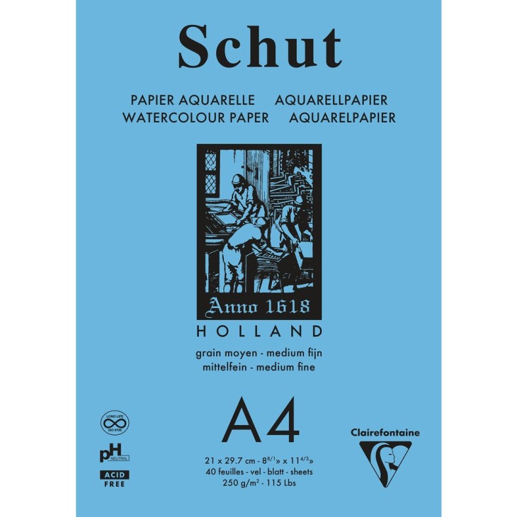 Bloc desen Acuarela A4 250g/m 40 file Schut Clairfontaine