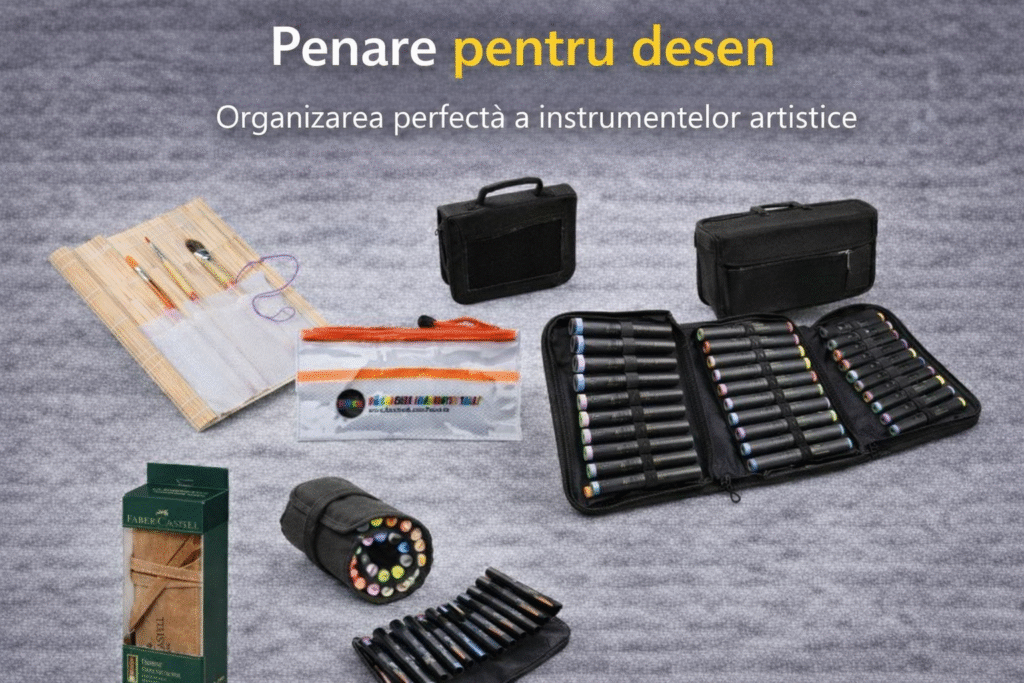 penar pentru instrumente artistice, penare pentru atelier de desen, penar organizator creioane, penare pentru schite