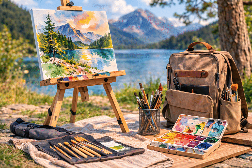 sevalete plein air, sevalete artisti portabile, sevalet tripod artist, sevalet pentru excursii pictura, sevalet pictura outdoor