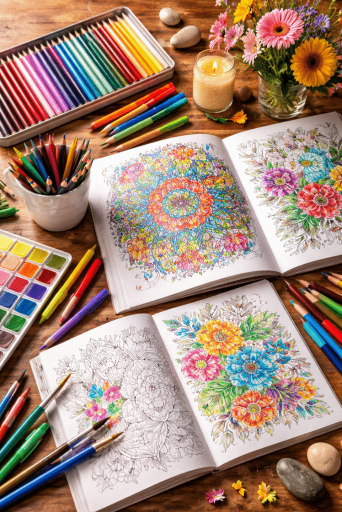 mandale modele florale cărți de colorat educative cărți tematice desene pentru copii ilustrații complexe