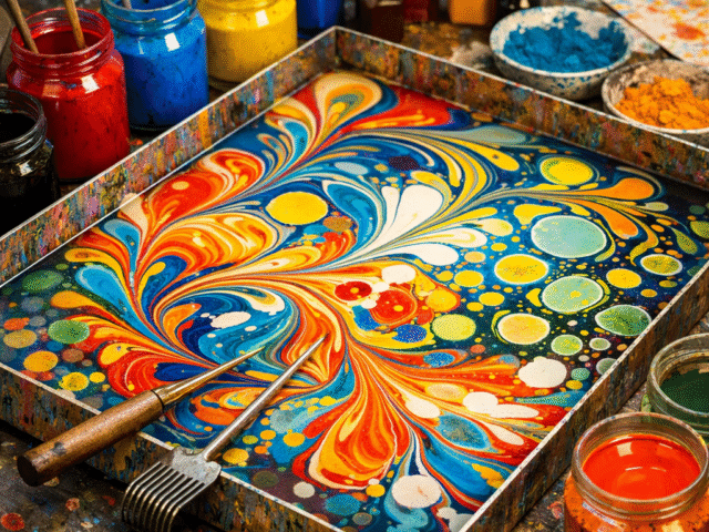 Culorile în Ebru și Marbling – Magia Picturii pe Apă