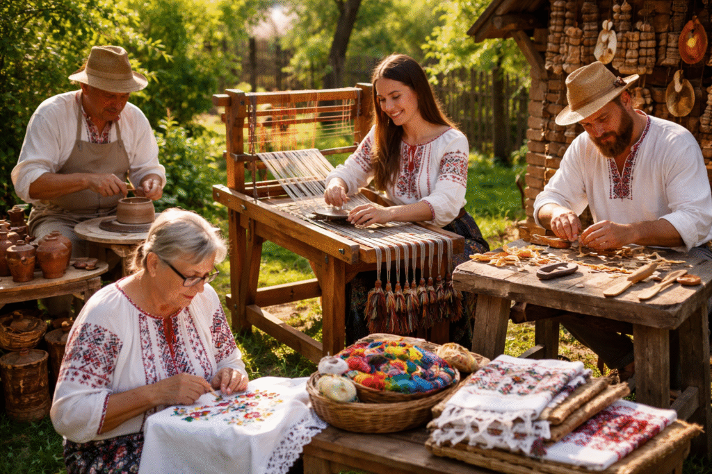 meșteșuguri tradiționale hobby creativ lucru manual artizanat țesut broderie olărit