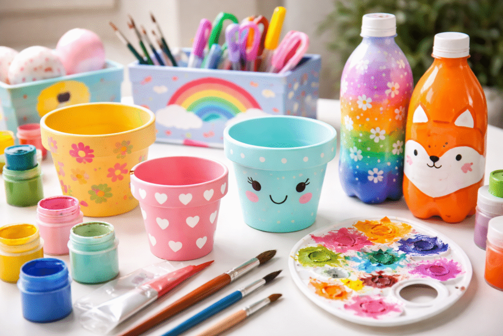 obiecte din plastic pentru pictat pictura pe plastic idei DIY plastic decoratiuni handmade plastic reciclare creativa proiecte creative plastic hobby creativ