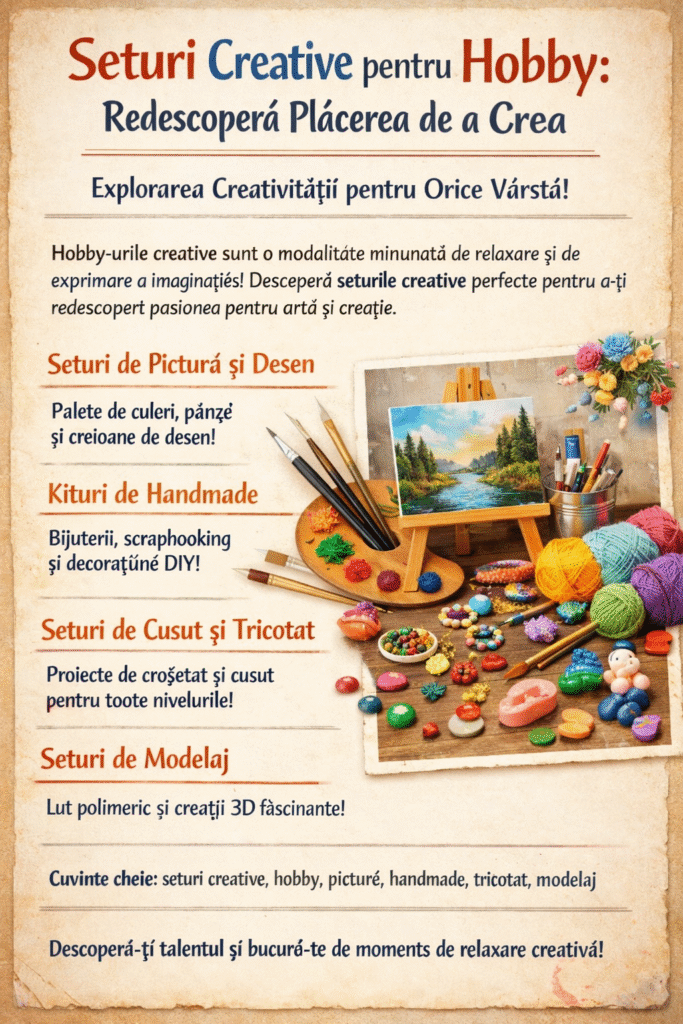 seturi creative pentru hobby hobby-uri creative pentru adulți kituri DIY seturi de pictură și desen seturi de modelaj artizanat și meșteșuguri idei de hobby acasă hobby-uri relaxante materiale creative pentru hobby
