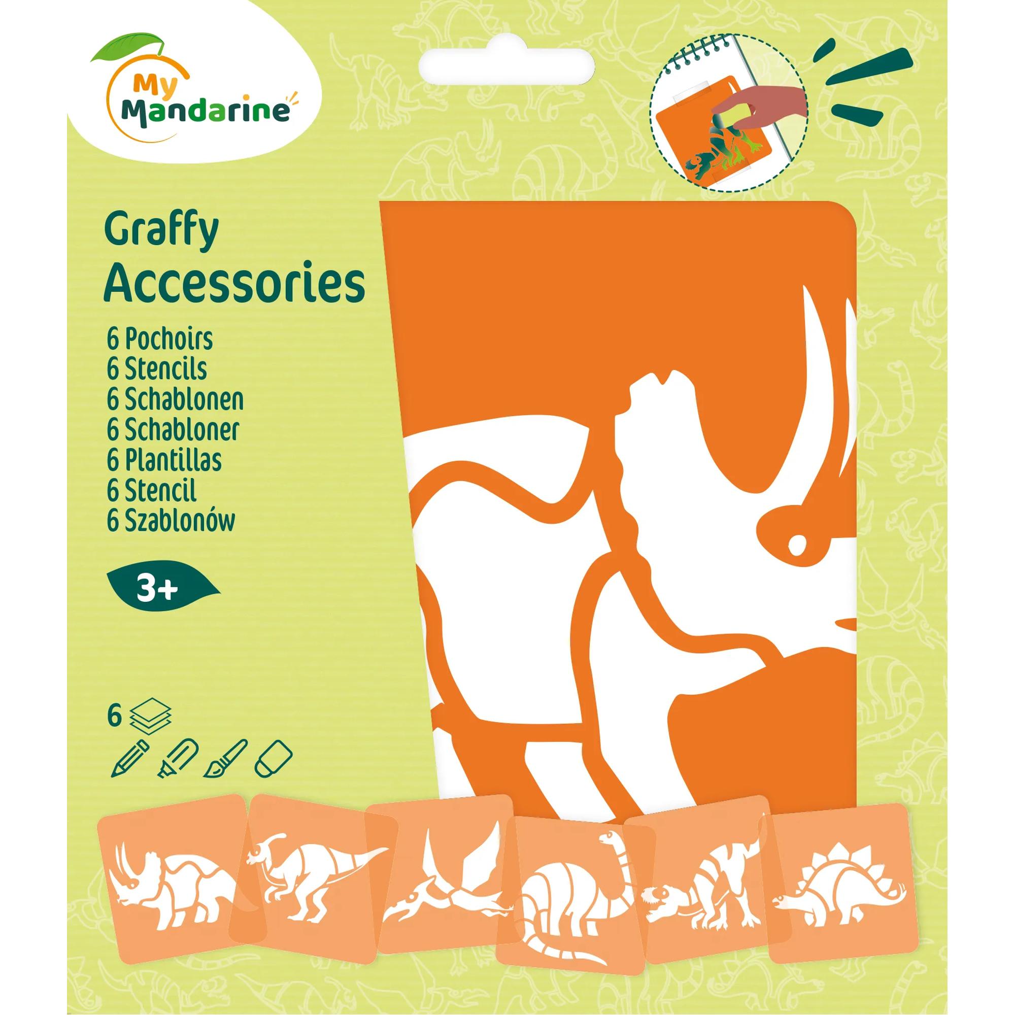 Set 6 Șabloane Dinozauri My Mandarine pentru școală, desen, pictură, hobby și proiecte creative.