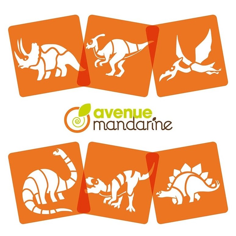 Set 6 Șabloane Dinozauri My Mandarine pentru școală, desen, pictură, hobby și proiecte creative.