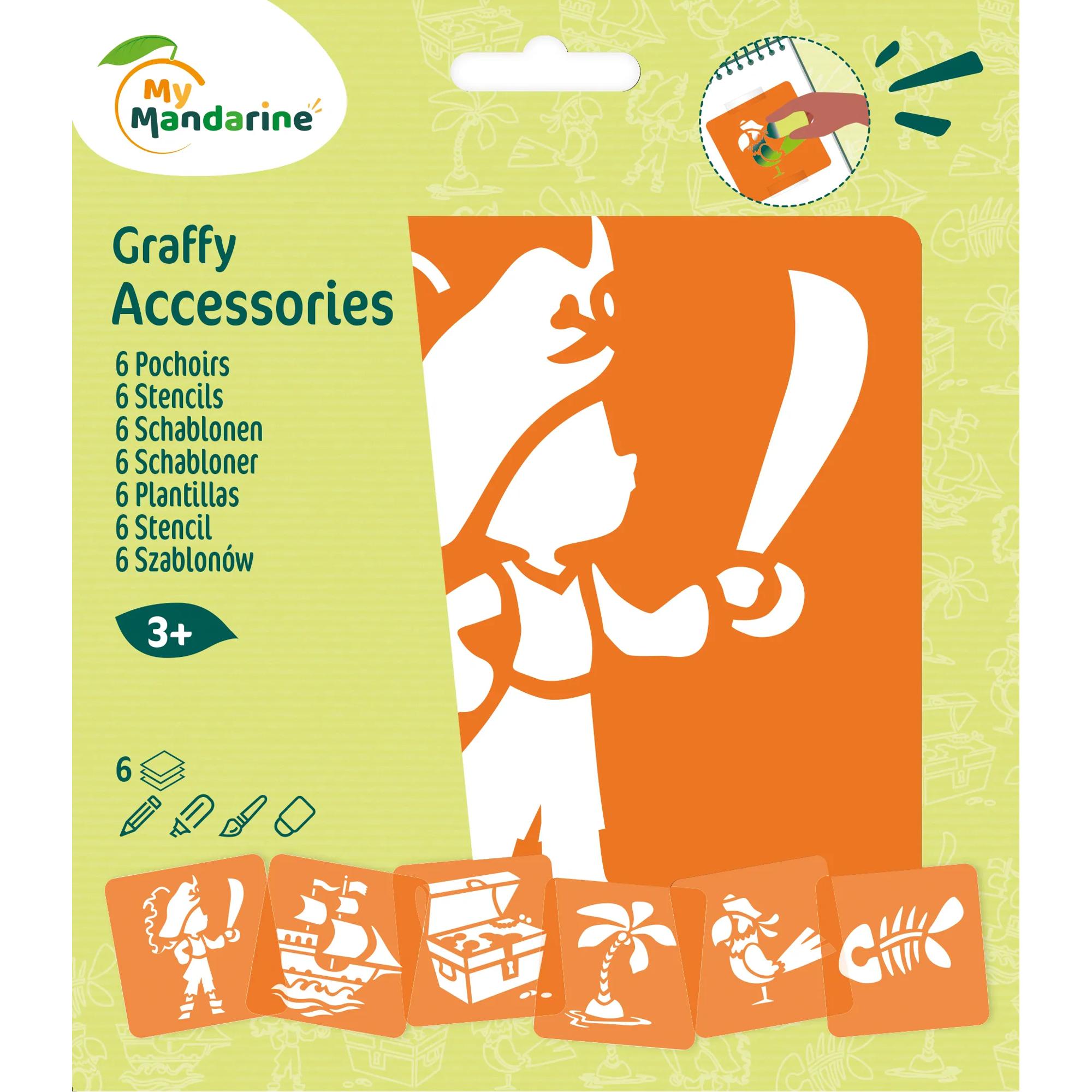 Set 6 Șabloane Pirați My Mandarine pentru școală, desen, pictură, hobby și proiecte creative.