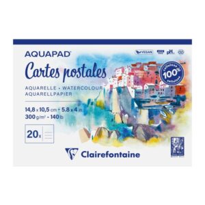 Bloc Acuarelă Postcard 14.8x10.5cm 300g/m² 20 file AquaPad Clairefontaine