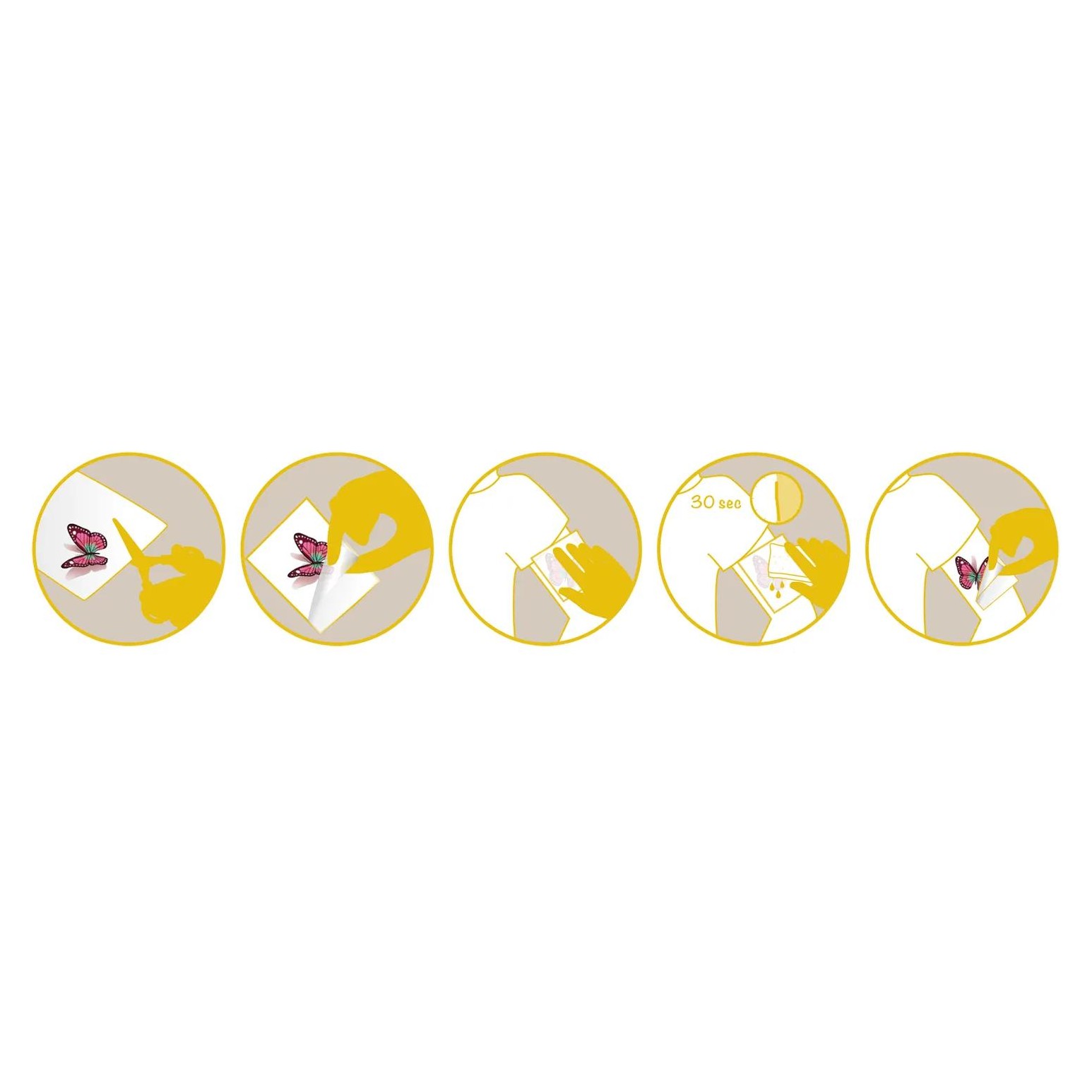 Instrucțiuni de aplicare: 1. decupați un tatuaj de pe foaie, 2. îndepărtați folia de protecție, 3. aplicați modelul dorit pe piele, 4. frecați ușor timp de 30 de secunde, 5. îndepărtați folia