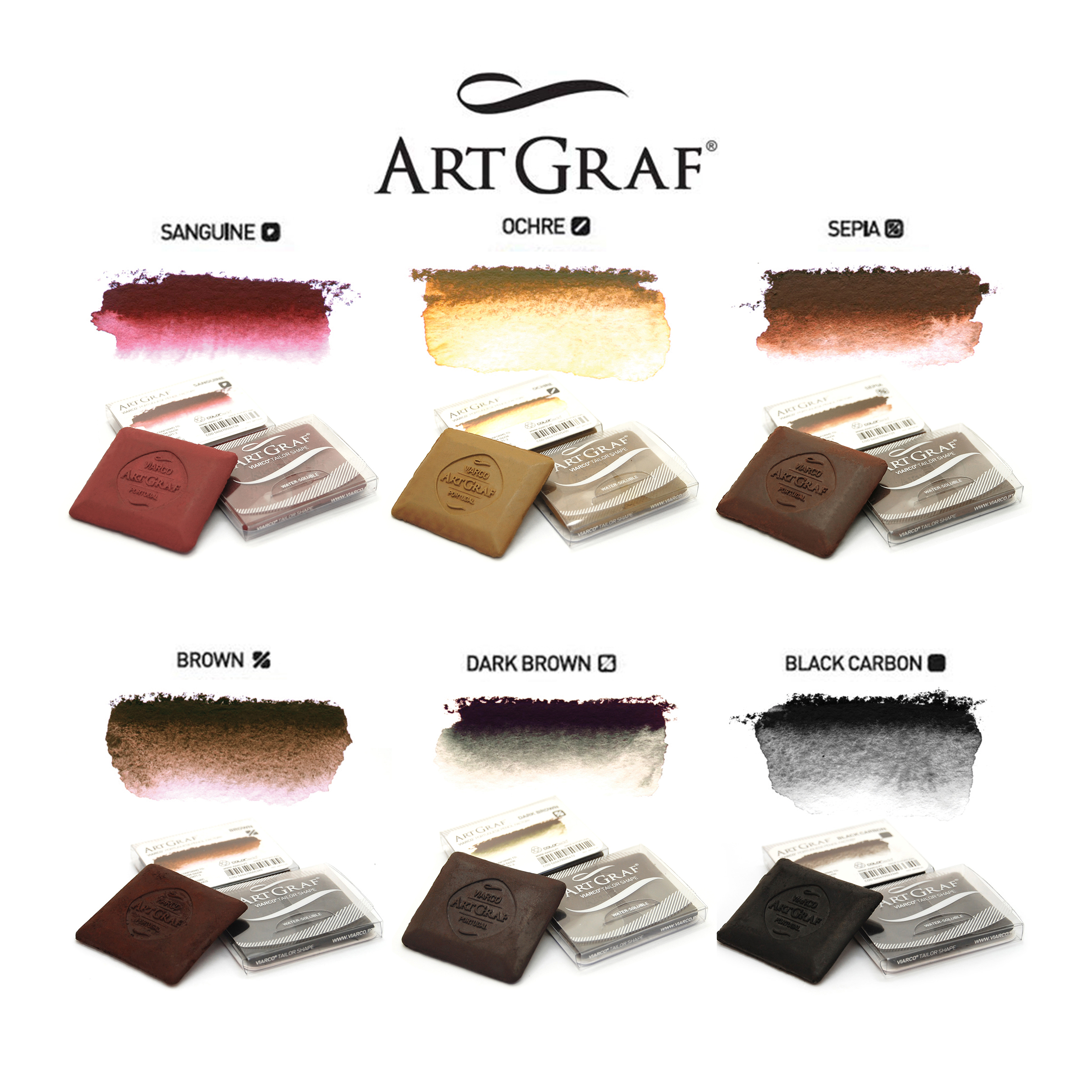 Set 6 Acuarele Tailor Shape Tonuri Pământii ArtGraf Viarco pentru pictură în acuarelă, ilustrații și proiecte artistice.