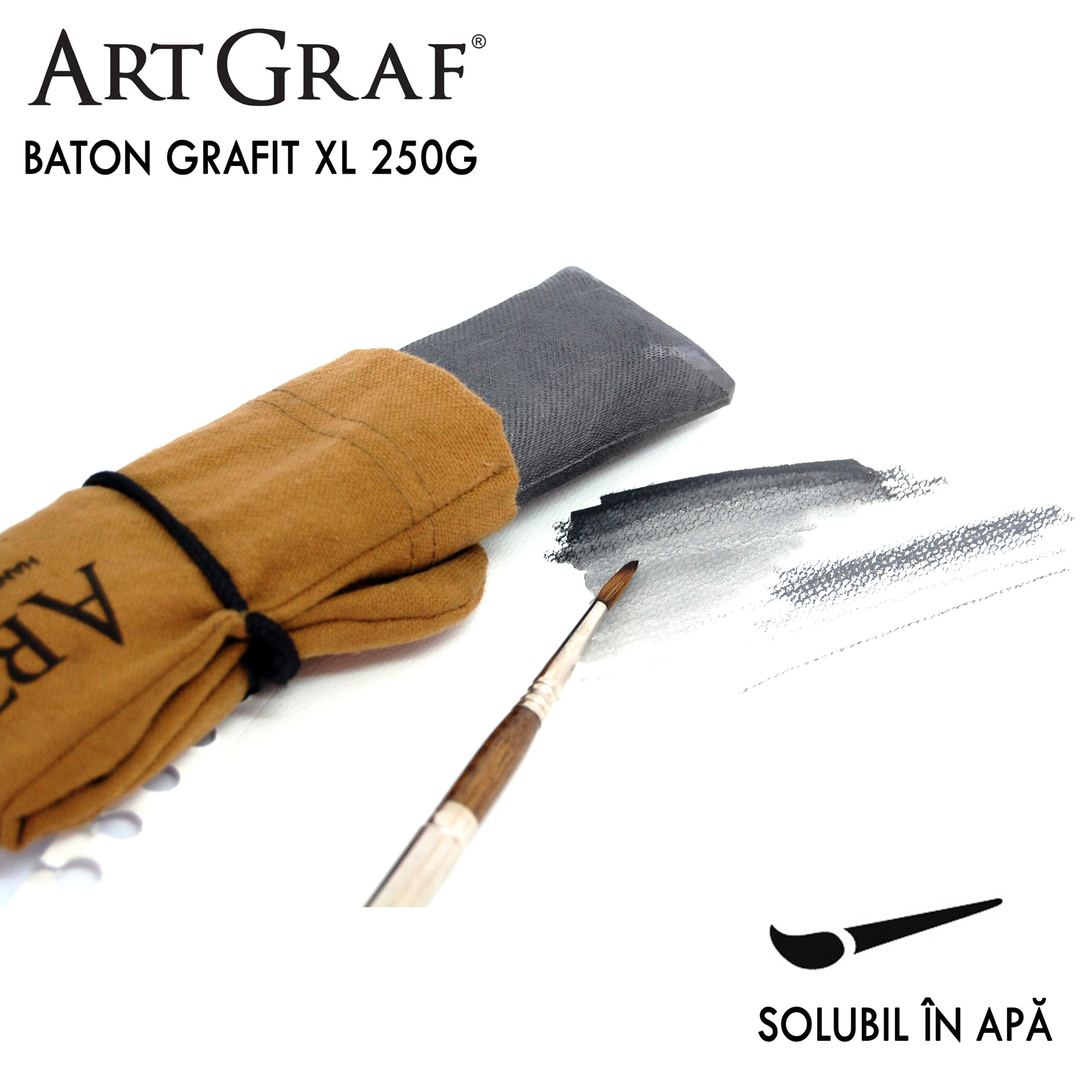 Baton Grafit Acuarelabil XL întins cu pensula umezită în apă