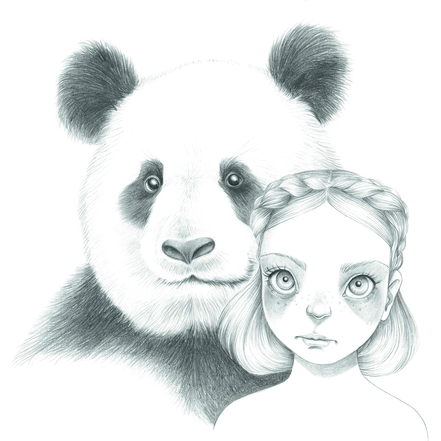 Unul dintre modelele incluse: o fată cu un urs panda