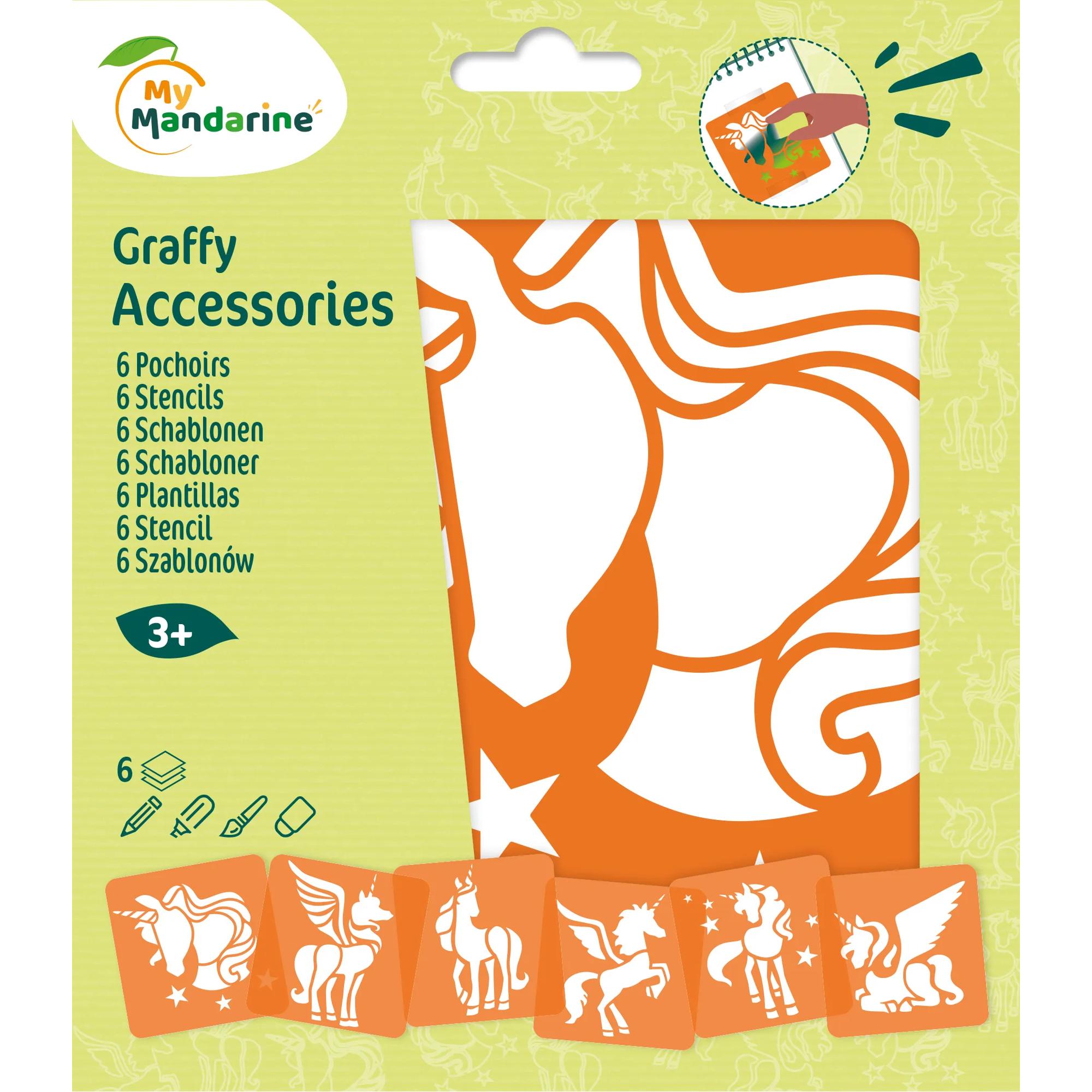 Set 6 Șabloane Unicorni My Mandarine pentru școală, desen, pictură, hobby și proiecte creative.
