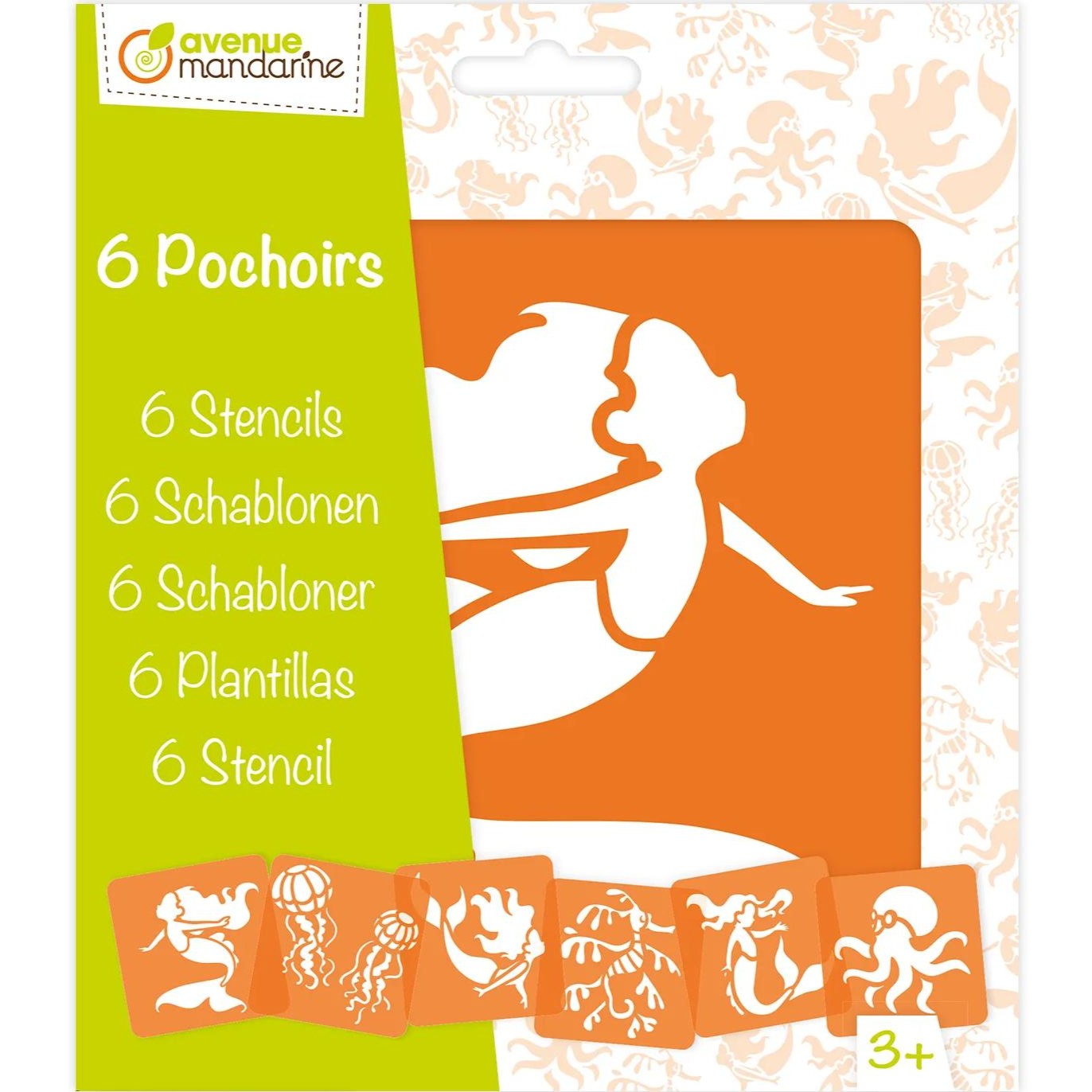 Set 6 Șabloane Sirene My Mandarine pentru școală, desen, pictură, hobby și proiecte creative.