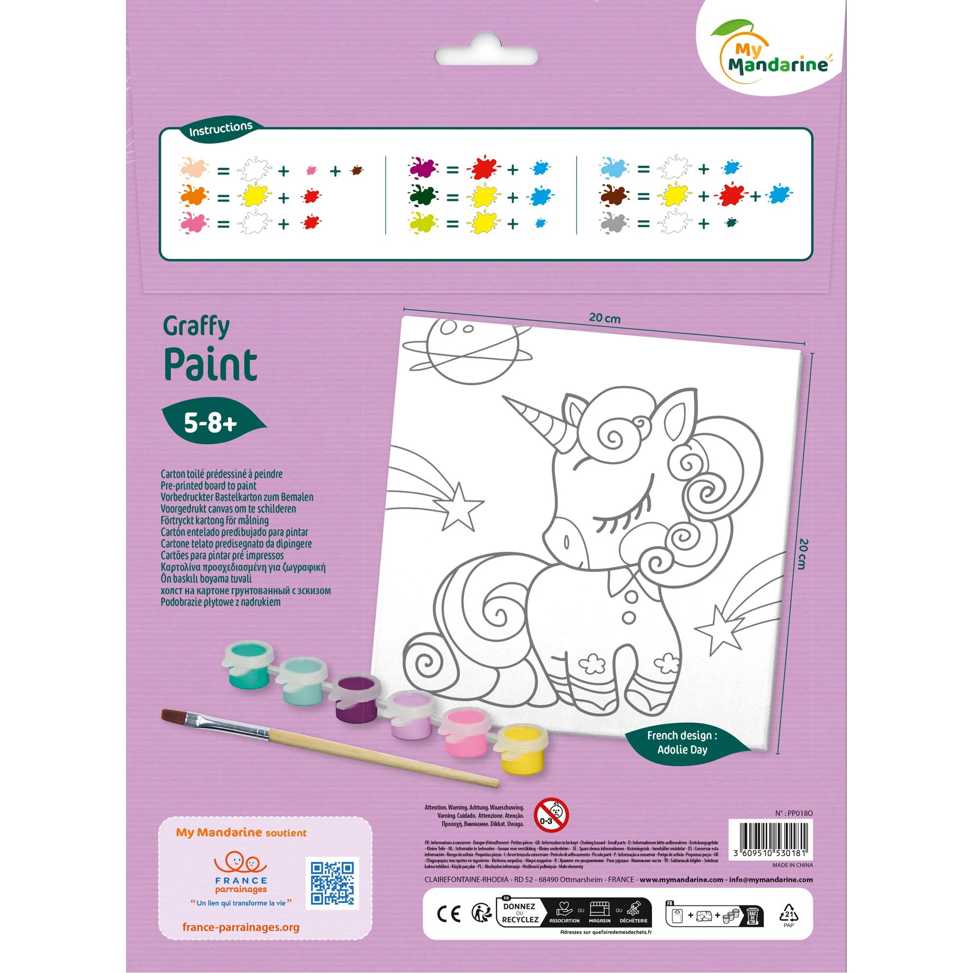 Spatele Setului Pictură pe numere Unicorn Graffy Paint My Mandarine