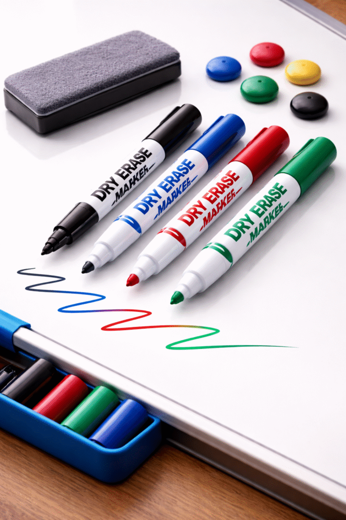 markere de tablă marker whiteboard marker dry erase marker nepermanent scriere pe tablă albă cerneală ușor de șters culori: negru, albastru, roșu, verde vârf rotund / vârf teșit scriere clară utilizare birou utilizare școală prezentări tablă magnetică markere profesionale