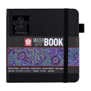 Caiet de Schițe Sakura Sketch/Notebook Hârtie Neagră 12x12cm 140g/m 80 file