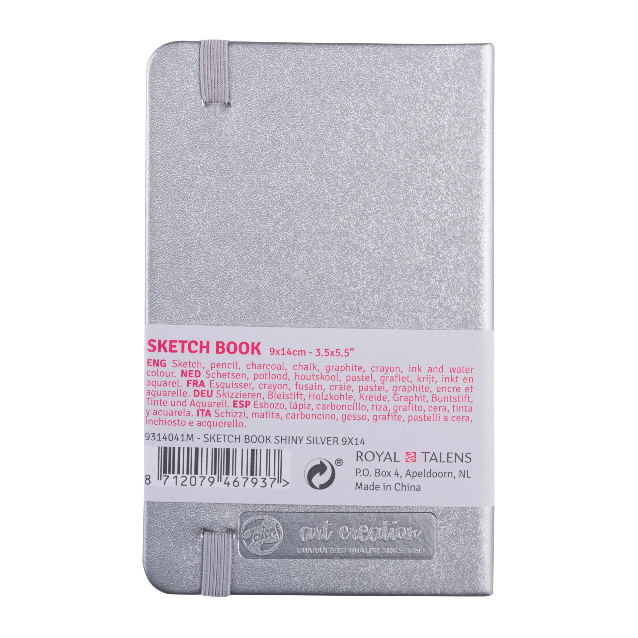 Spatele Caietlui de Schițe Art Creation Sketchbook Shiny Silver 13x21cm