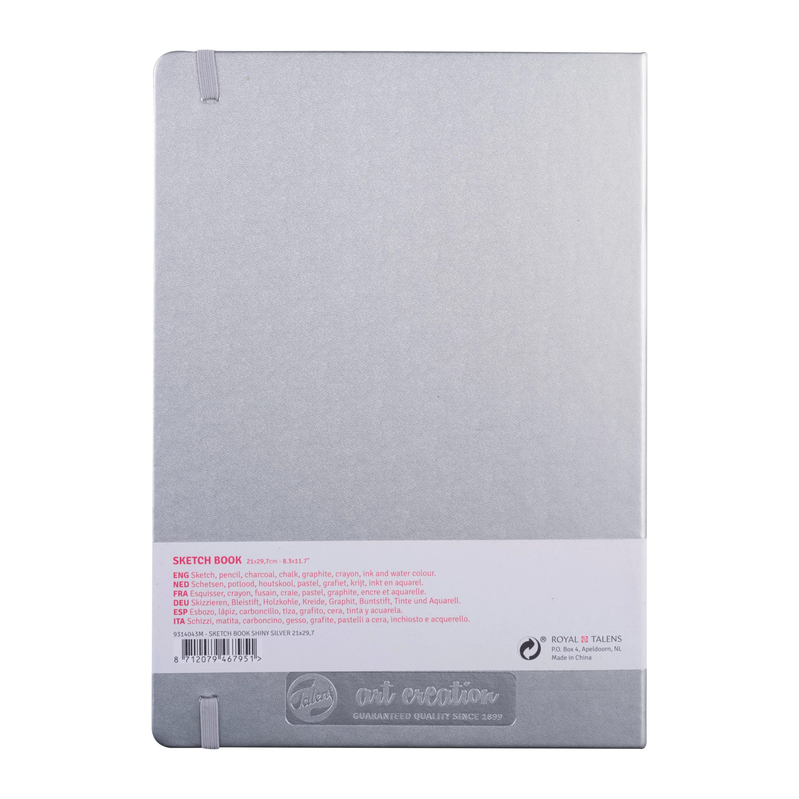 Spatele Caietului de Schițe Art Creation Sketchbook Shiny Silver 21x29.7cm
