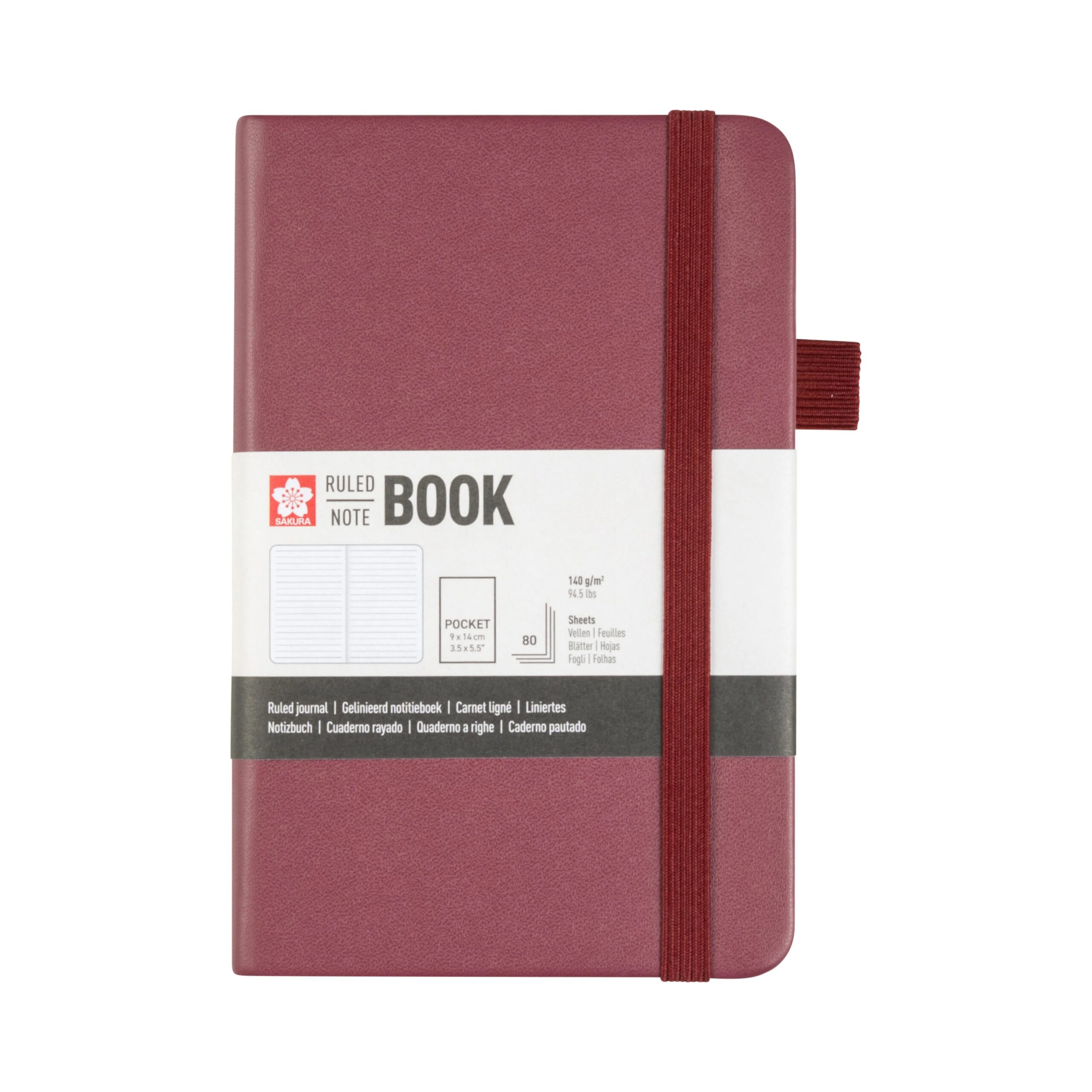 Notebook Liniat Sakura Mulberry 9x14cm 140g/m 80 file pentru școală, desen, pictură, hobby și proiecte creative.