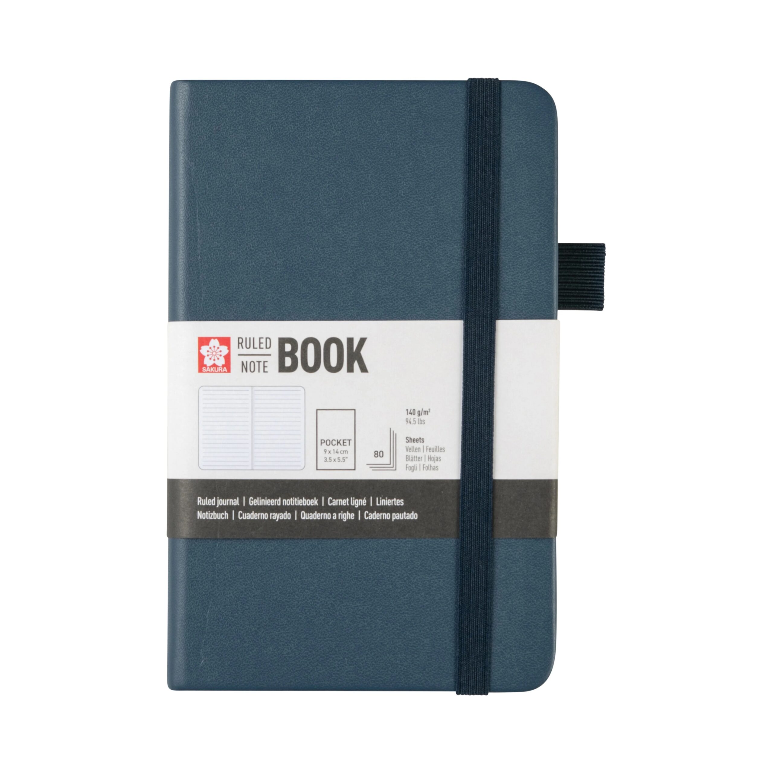 Notebook Liniat Sakura Deep Indigo 9x14cm 140g/m 80 file pentru școală, desen, pictură, hobby și proiecte creative.