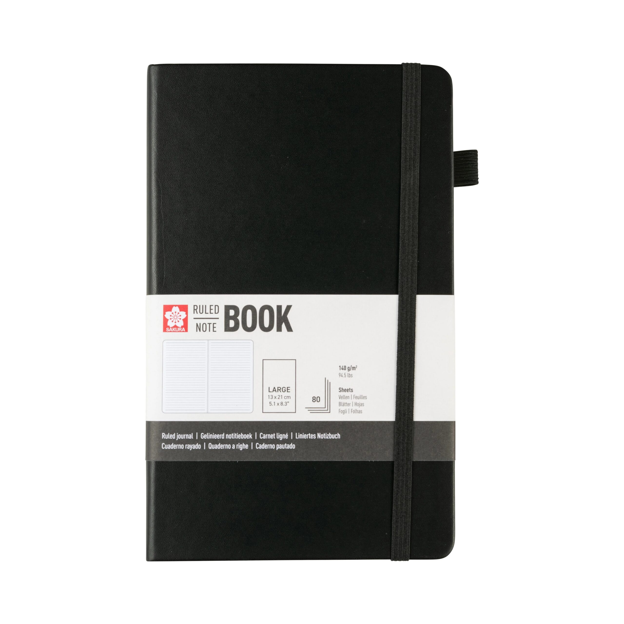 Notebook Liniat Sakura Black 13x21cm 140g/m 80 file pentru școală, desen, pictură, hobby și proiecte creative.