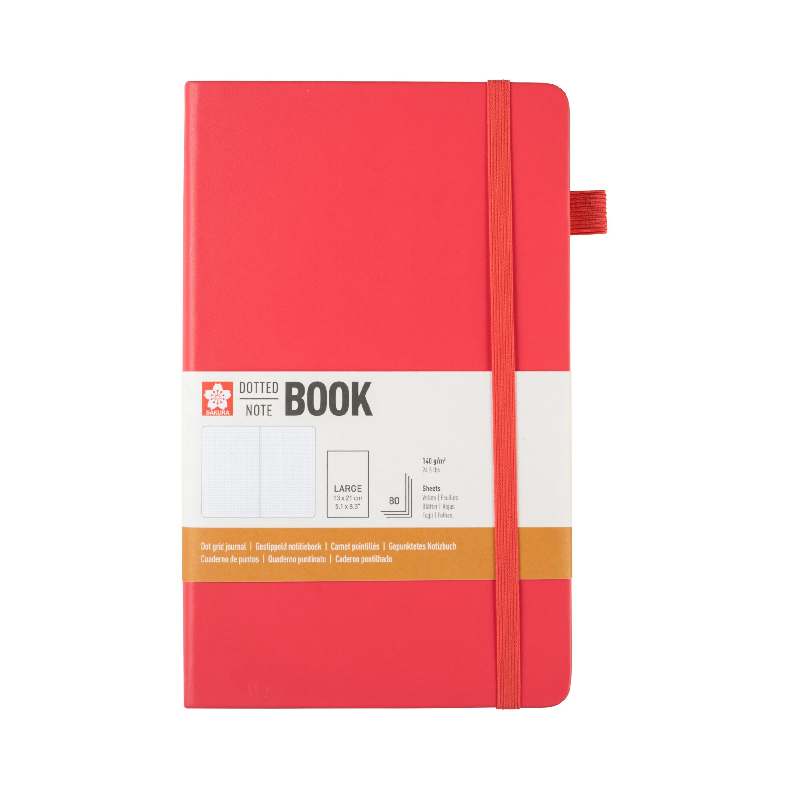 Notebook Punctat Sakura Plum Blossom 13x21cm 140g/m 80 file pentru școală, desen, pictură, hobby și proiecte creative.