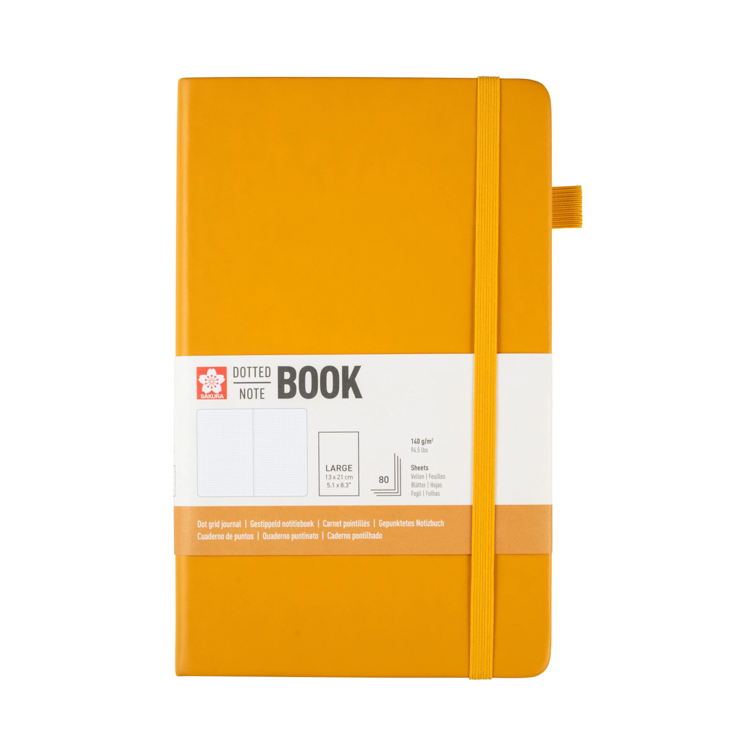 Notebook Punctat Sakura Japanese Kerria 13x21cm 140g/m 80 file pentru școală, desen, pictură, hobby și proiecte creative.
