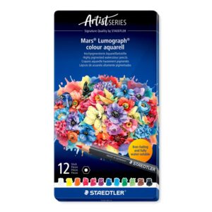 Set 12 Creioane Colorate Acuarelabile Mars Lumograph Staedtler