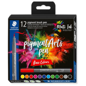 Set 12 Linere Pigment Brush Pen Culori de Bază Staedtler