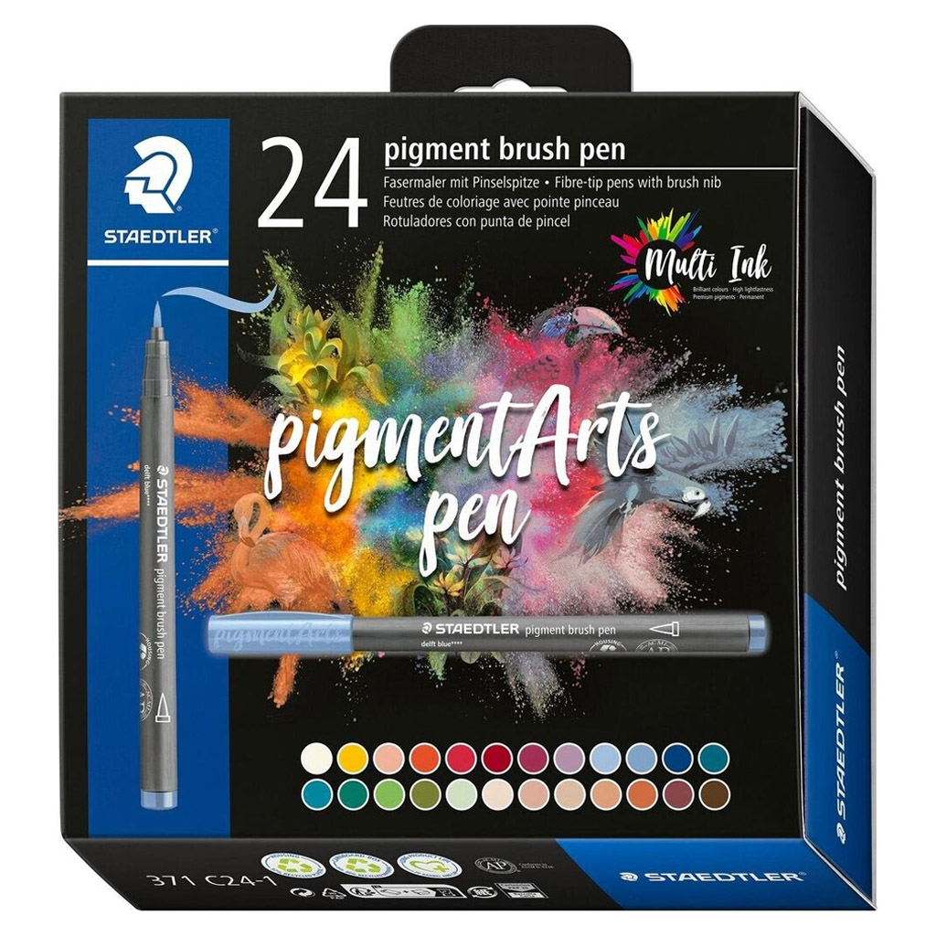 Set 24 Linere Pigment Brush Pen Staedtler