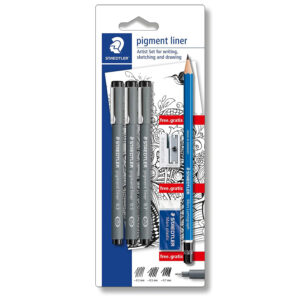 Set Pigment Liner 3 Grosimi + Creion Grafit și Accesorii Staedtler