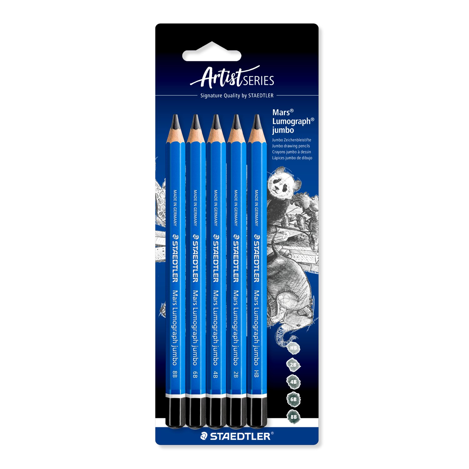 Set 5 Creioane Grafit Jumbo Mars Lumograph 100 Staedtler