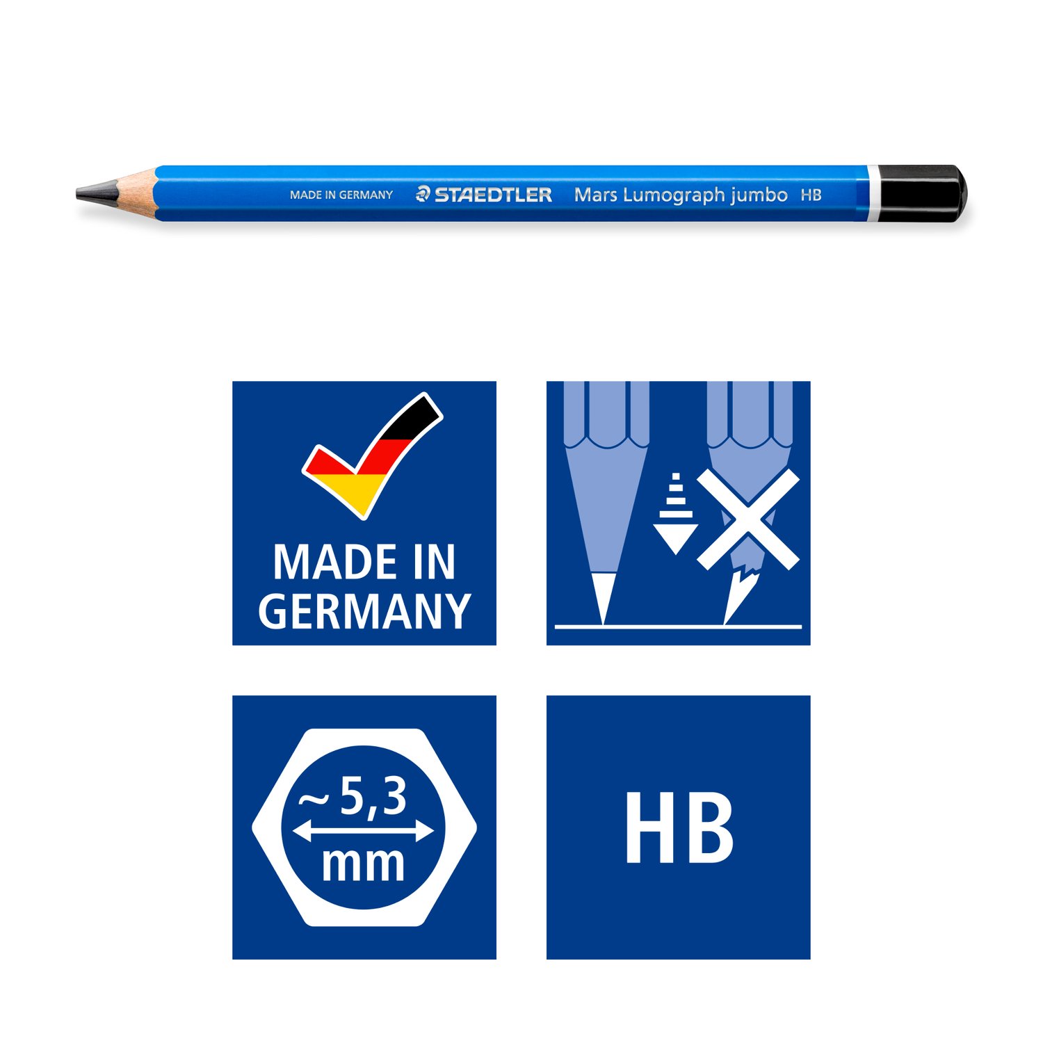 Caracteristici: Fabricat în Germania, Mină rezistentă la rupere, mina cu diametrul de 5.3mm.